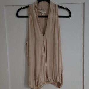 Max Studio Tan Ribbed Sleeveless Tank Top